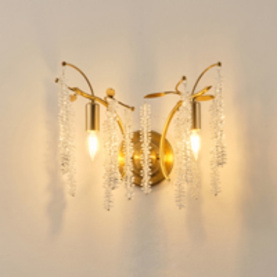 Imagine Aplica de perete metal-sticlă 2 lumini 2xE14 max 8W 340x225x301mm aurie transparentă Arte Illumina Dynasty