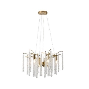 Imagine Lumină suspendată metal-sticlă 6 lumini 6XE14 max 8W 590X568mm aurie transparentă Arte Illumina Dynasty