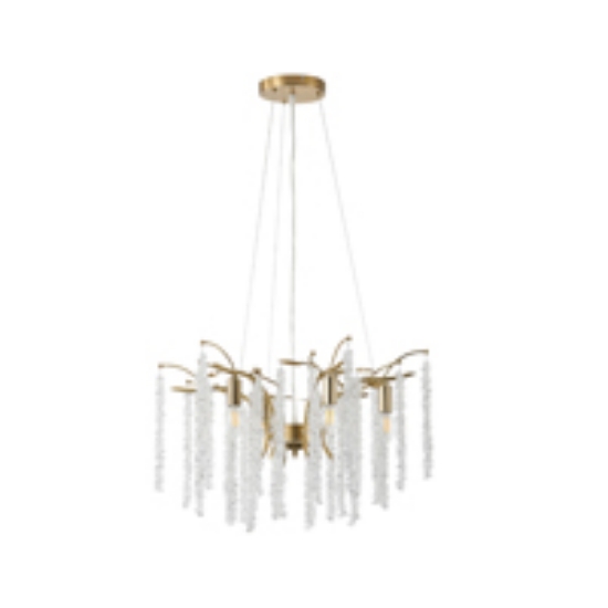 Imagine Lumină suspendată metal-sticlă 6 lumini 6XE14 max 8W 590X568mm aurie transparentă Arte Illumina Dynasty