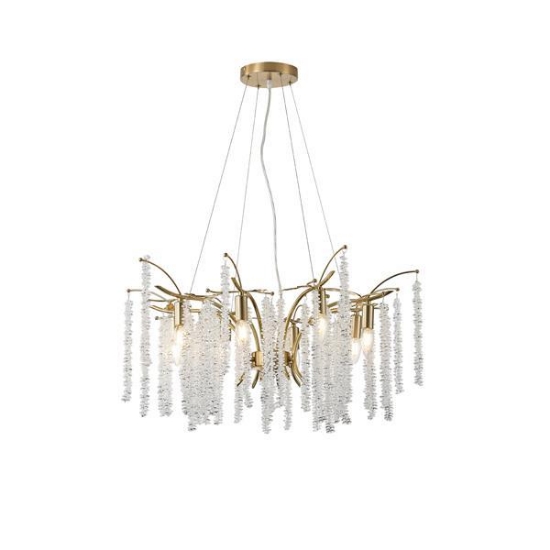 Imagine Lumină suspendată metal-sticlă 8 lumini 8XE14 max 8W Ø740X607mm aurie transparentă Arte Illumina Dynasty
