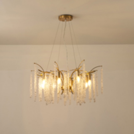 Imagine Lumină suspendată metal-sticlă 8 lumini 8XE14 max 8W Ø740X607mm aurie transparentă Arte Illumina Dynasty
