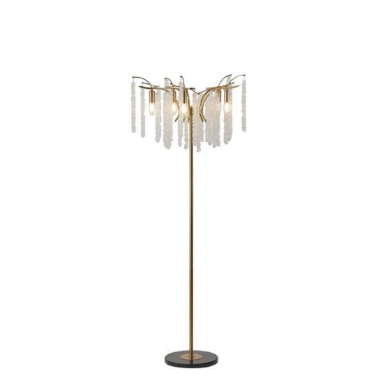 Imagine Lampă de podea metalică cu sticlă transparentă 5XE14 Max 8W 590X1490mm Aurie Transparentă Arte Illumina Dynasty