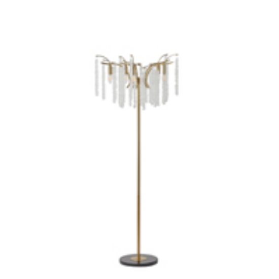 Imagine Lampă de podea metalică cu sticlă transparentă 5XE14 Max 8W 590X1490mm Aurie Transparentă Arte Illumina Dynasty