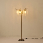 Imagine Lampă de podea metalică cu sticlă transparentă 5XE14 Max 8W 590X1490mm Aurie Transparentă Arte Illumina Dynasty