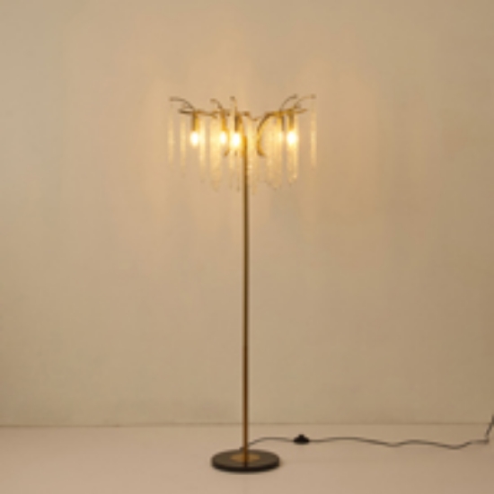 Imagine Lampă de podea metalică cu sticlă transparentă 5XE14 Max 8W 590X1490mm Aurie Transparentă Arte Illumina Dynasty