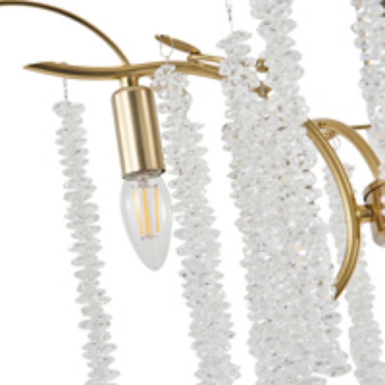 Imagine Lampă de podea metalică cu sticlă transparentă 5XE14 Max 8W 590X1490mm Aurie Transparentă Arte Illumina Dynasty