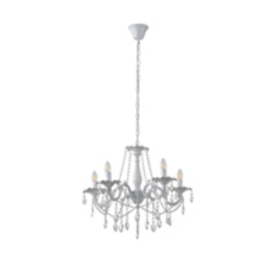 Imagine Lumină suspendată metal-sticlă 5 lumini 5XE14 alb ARTE ILLUMINA JEWEL