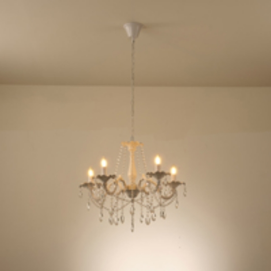 Imagine Lumină suspendată metal-sticlă 5 lumini 5XE14 alb ARTE ILLUMINA JEWEL