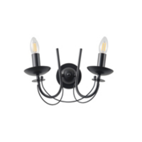Imagine Aplica de perete metalică 2 lumini 2XE14 8W 320X245X190mm neagră Arte Illumina Vault