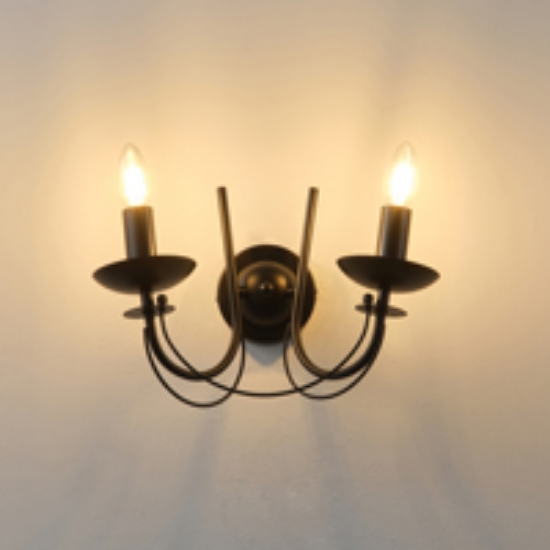 Imagine Aplica de perete metalică 2 lumini 2XE14 8W 320X245X190mm neagră Arte Illumina Vault