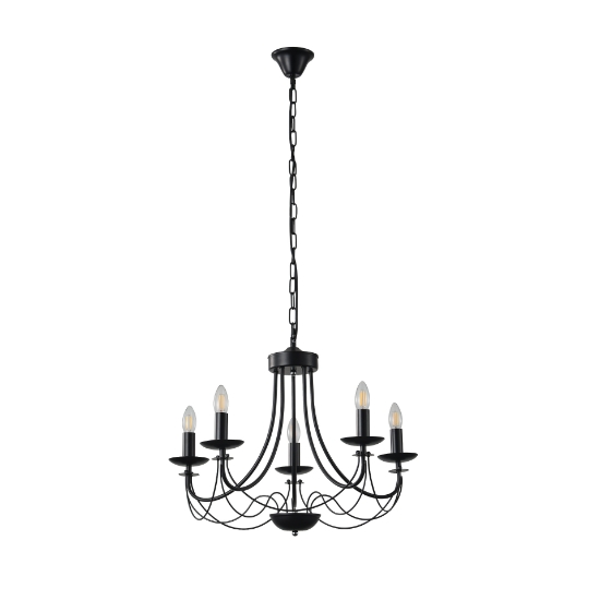 Imagine Lumină suspendată metalică 5 lumini 5xE14 8W 600x940mm neagră Arte Illumina Vault