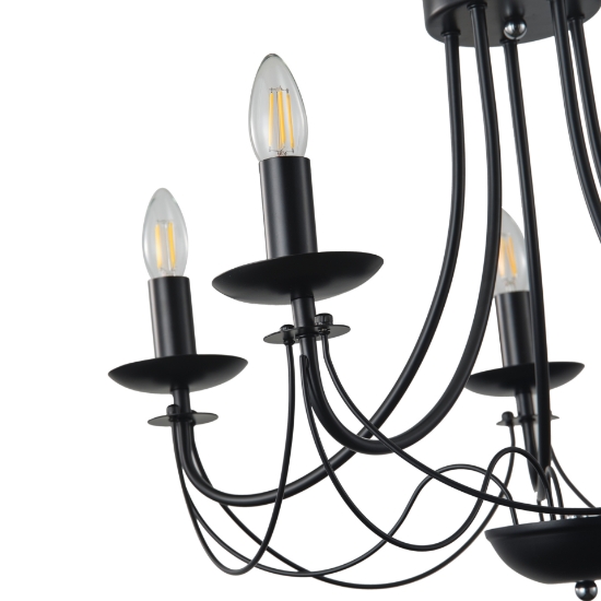 Imagine Lumină suspendată metalică 5 lumini 5xE14 8W 600x940mm neagră Arte Illumina Vault