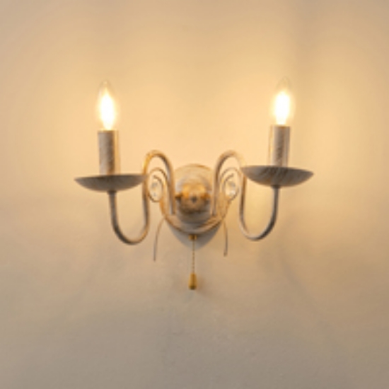 Imagine Aplica metal-sticlă 2 lumini 2xE14 8W 325X180mm alb-aurie Arte Illumina Duke