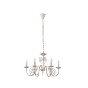 Imagine Lampa suspendată metal-sticlă 6 lumini 6XE14 8W 8650X1120mm alb-aurie Arte Illumina Duke
