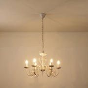 Imagine Lampa suspendată metal-sticlă 6 lumini 6XE14 8W 8650X1120mm alb-aurie Arte Illumina Duke