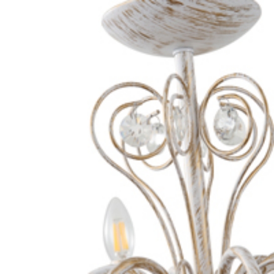 Imagine Lampa suspendată metal-sticlă 6 lumini 6XE14 8W 8650X1120mm alb-aurie Arte Illumina Duke