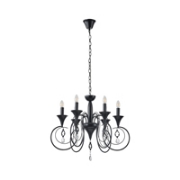 Imagine Lumină suspendată metalică cu sticlă transparentă 5 lumini 5XE14 8W 720X1250mm negru Arte Illumina