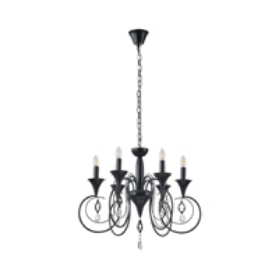 Imagine Lumină suspendată metalică cu sticlă transparentă 5 lumini 5XE14 8W 720X1250mm negru Arte Illumina