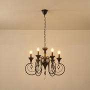 Imagine Lumină suspendată metalică cu sticlă transparentă 5 lumini 5XE14 8W 720X1250mm negru Arte Illumina
