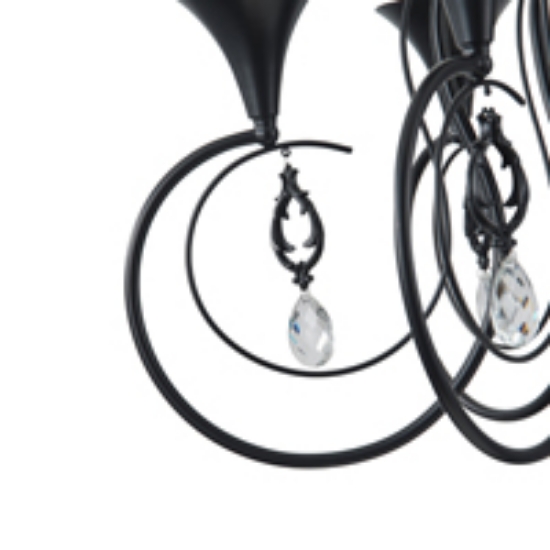 Imagine Lumină suspendată metalică cu sticlă transparentă 5 lumini 5XE14 8W 720X1250mm negru Arte Illumina