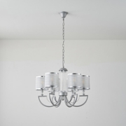 Imagine Lumină suspendată metal-textil 6 lumini 6XE14 8W 630X1150mm argintie Arte Illumina Noble