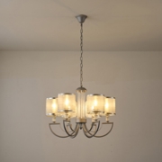 Imagine Lumină suspendată metal-textil 6 lumini 6XE14 8W 630X1150mm argintie Arte Illumina Noble