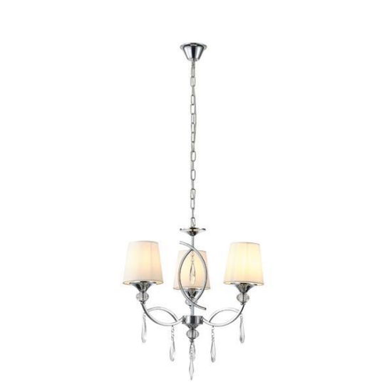 Imagine Lampa suspendată metal-textil-sticlă 3 lumini 3XE14 MAX 8W Ø580X1280mm argintie Arte Illumina Countess