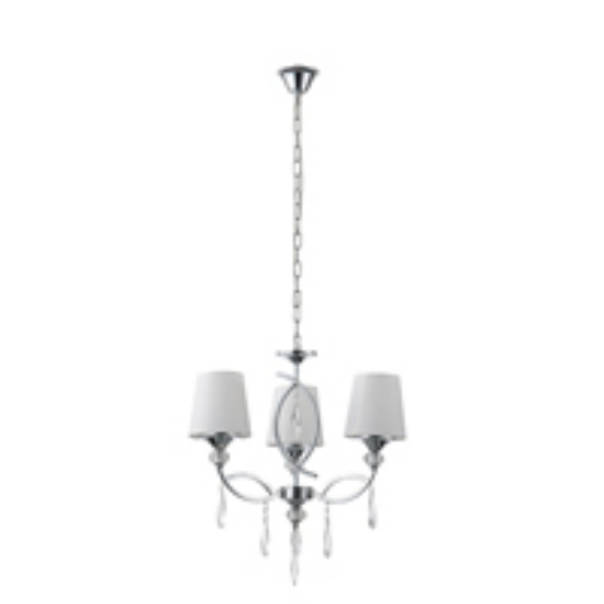 Imagine Lampa suspendată metal-textil-sticlă 3 lumini 3XE14 MAX 8W Ø580X1280mm argintie Arte Illumina Countess