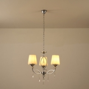 Imagine Lampa suspendată metal-textil-sticlă 3 lumini 3XE14 MAX 8W Ø580X1280mm argintie Arte Illumina Countess