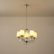 Imagine Lustră metal-textil-sticlă 5 lumini 5XE14 8W 600X1280mm argintie Arte Illumina Countess