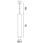 Imagine Lampa suspendată cilindrică din aluminiu cu un singur corp 1XGU10 max 15W ϕ65X300mm neagră Arte Illumina Cylider