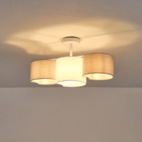 Imagine Lumină suspendată metal-textil 3 lumini 3XE14 max 8W 580x300mm alb Arte Illumina Cloud