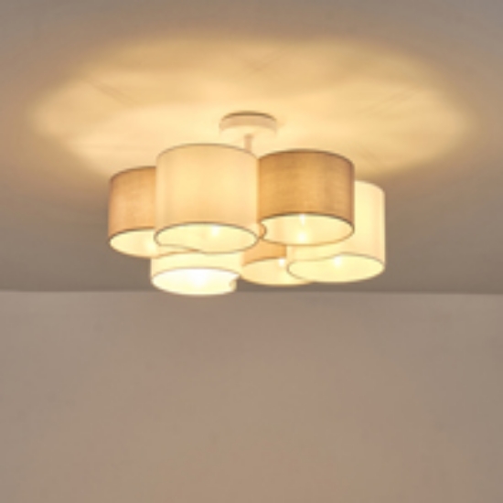 Imagine Lumină suspendată metal-textil 6 lumini 6XE14 max 8W Ø560x300mm alb Arte Illumina Cloud