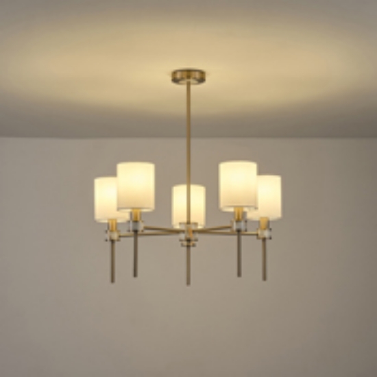 Imagine Lumină suspendată metal-textil 5 lumini 5XE14 max 8W Ø680X720mm bronz marmorat Arte Illumina Timeless