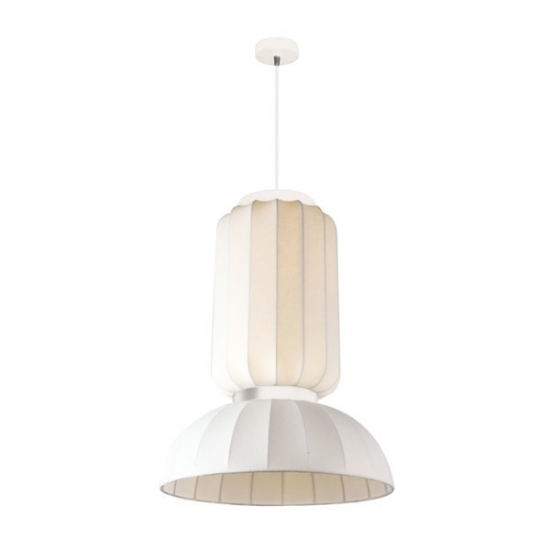 Imagine Lampa Suspendată Tyvek-Metal Single Light 2XE27 Max15W Ø460X680mm Alb Arte Illumina Lichnos