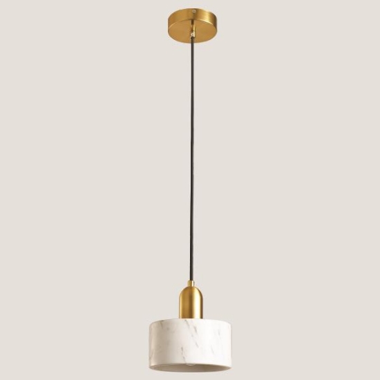 Imagine Lustră metal-marble cu un singur bec 1X27 Max 15W Ø150X1680mm aurie-albă Arte Illumina Marble