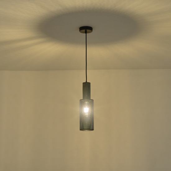 Imagine Lumină suspendată din beton-metal 1xE27 Max 15W Ø100x1840mm Negru Arte Illumina Scouro
