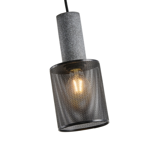 Imagine Lustră din beton și metal cu un singur corp de iluminat 1xE27 Max 15W Ø120X1760mm neagră Arte Illumina Scouro