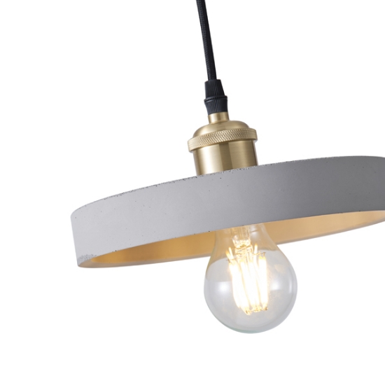Imagine Lumină suspendată din beton-metal cu un singur corp 1X27 Max 15W 210X1575mm gri Arte Illumina Yeso