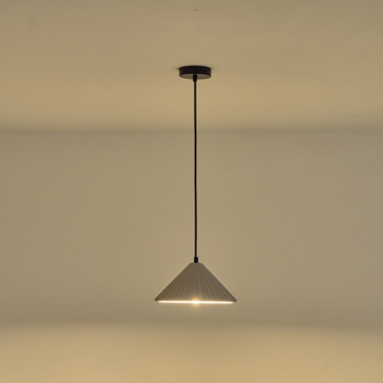 Imagine Lampa suspendată din beton cu un singur bec 1X27 Max 15W Ø250X1640mm gri Arte Illumina Platree