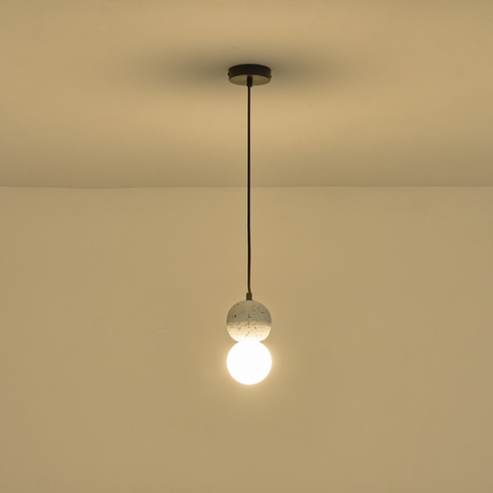 Imagine Lumină suspendată din beton-sticlă cu un singur bec 1xG9 Max 7W Ø100x1710mm Alb Arte Illumina Salpico