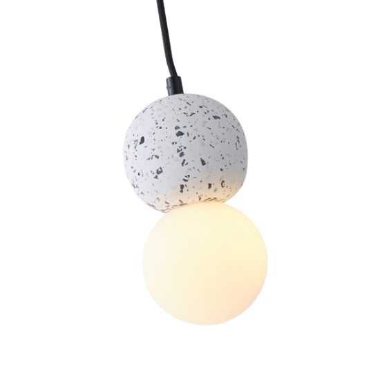 Imagine Lumină suspendată din beton-sticlă cu un singur bec 1xG9 Max 7W Ø100x1710mm Alb Arte Illumina Salpico