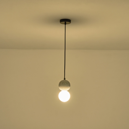 Imagine Lumină suspendată din beton-sticlă, un singur corp 1xG9 Max 7W Ø100x1710mm gri Arte Illumina Salpico