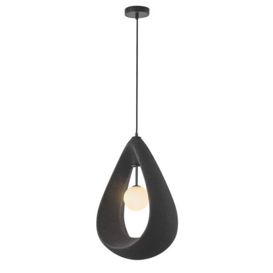Imagine Lampa suspendată din poliesterină cu un singur corp 1XG9 max 7W 330X200mm neagră Arte Illumina Dropa