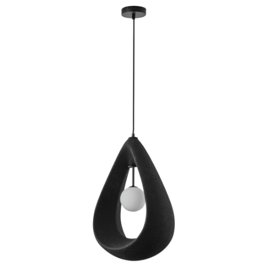 Imagine Lampa suspendată din poliesterină cu un singur corp 1XG9 max 7W 330X200mm neagră Arte Illumina Dropa