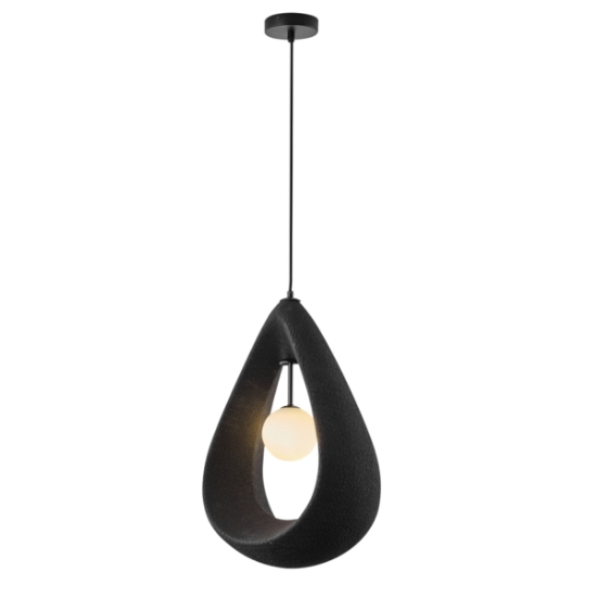 Imagine Lampa suspendată din poliesterină cu un singur corp 1XG9 max 7W 330X200mm neagră Arte Illumina Dropa