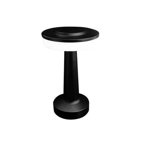Imagine Lampă de masă reîncărcabilă din metal și plastic LED 2W 90Lm 3CCT (3000-4000-6000K) DC 5V Ø125X205mm neagră Arte Illumina Twilight