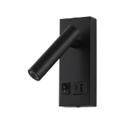 Imagine Lumină de citit pentru pat cu USB tip C din aluminiu-metal LED 2W 140Lm 3000K 150X60X145mm 100-240AC neagră Arte Illumina Charge