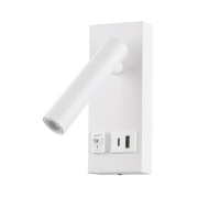 Imagine Lumină de citit pentru pat cu USB tip C din aluminiu-metal LED 2W 140Lm 3000K 150X60X145mm 100-240AC alb Arte Illumina Charge