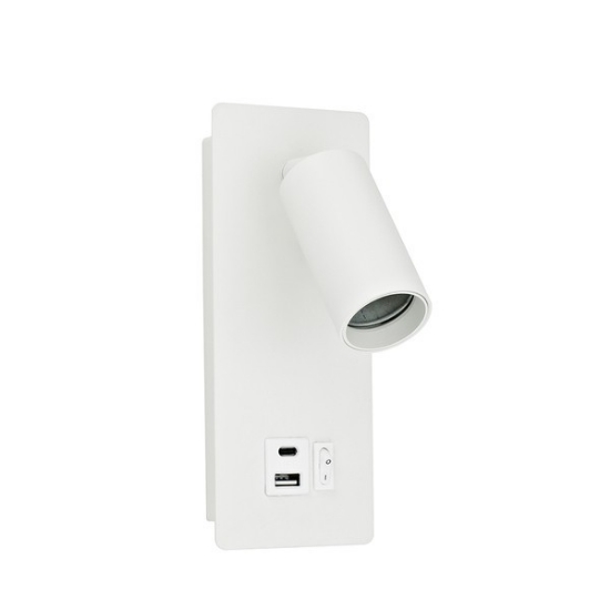 Imagine Lumină de citit pe perete din aluminiu 1XGU11 max 8W ɸ40X80mm cu USB tip C alb Arte Illumina VON